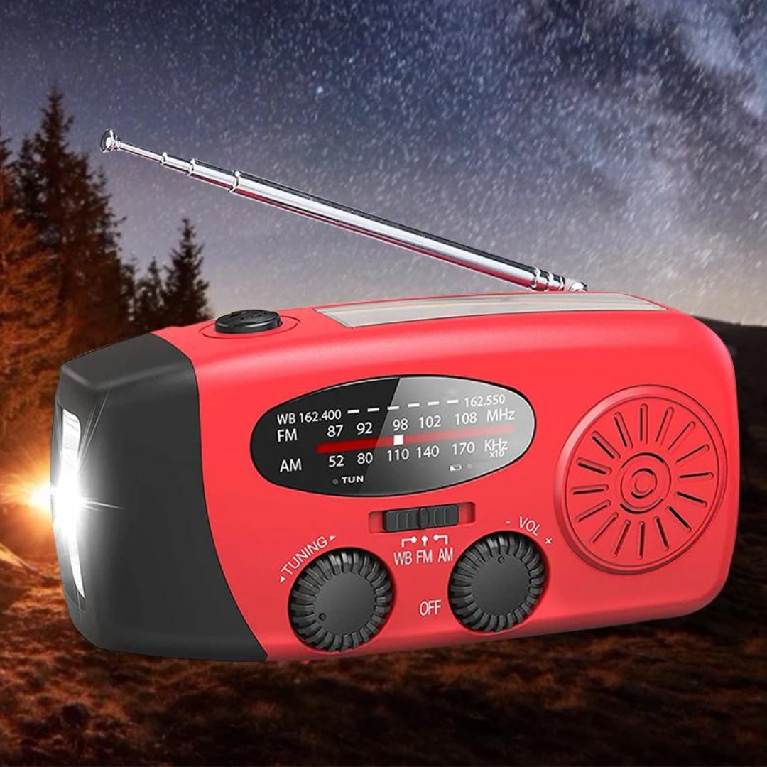 SolarSafe - Noodradio & Zaklamp op zonne-energie en opwindbaar! 2000mAh