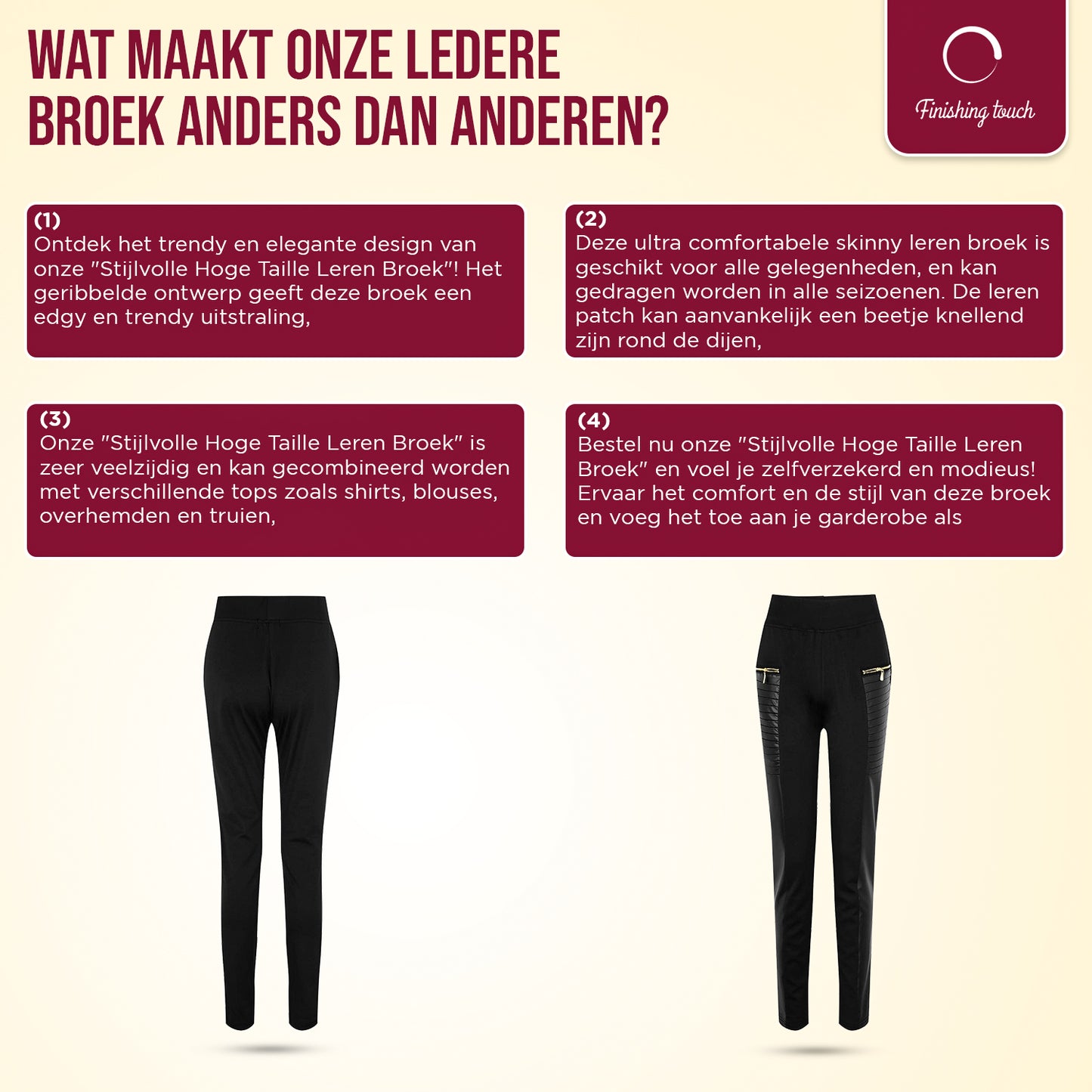 Stijlvolle Hoge Taille Leren Broek