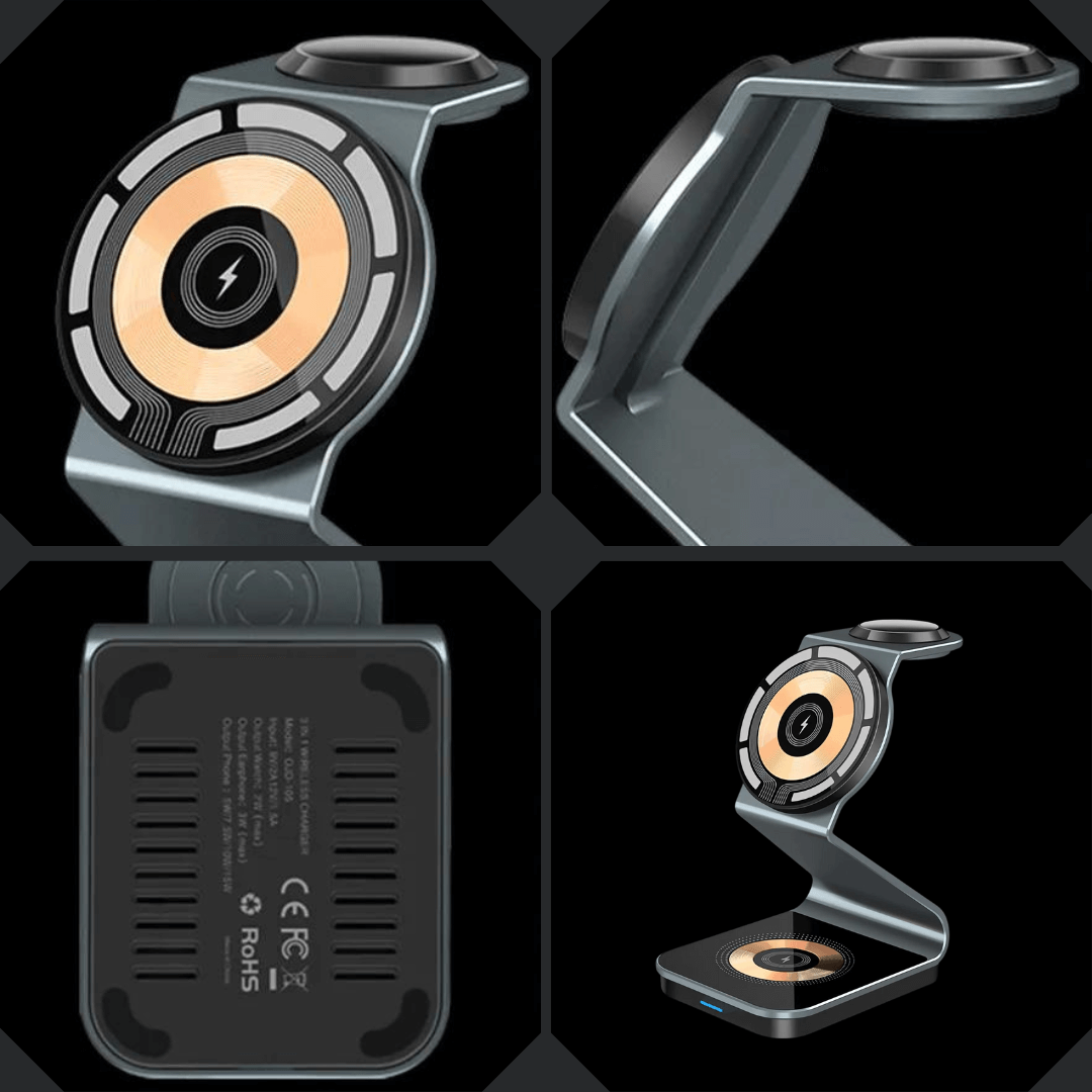 TriCharge 3-in-1 Magnetisch Oplaadstation - Eén station, drie apparaten.