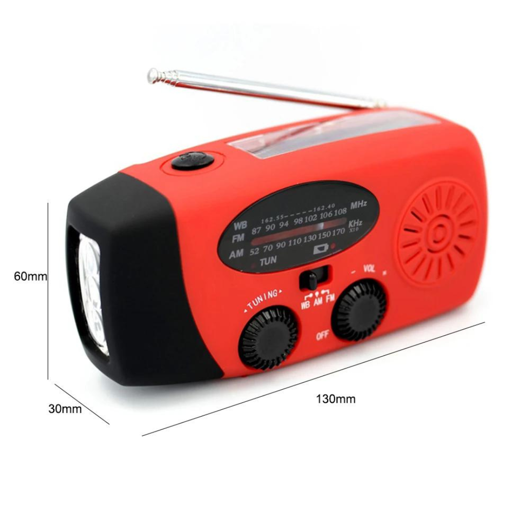 SolarSafe - Noodradio & Zaklamp op zonne-energie en opwindbaar! 2000mAh