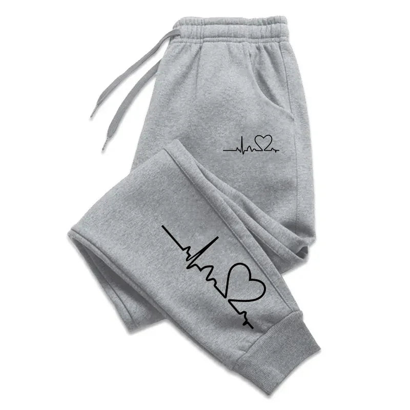 Dames Sweatpants met Hartprint voor Fitness en Casual Gebruik – Comfortabele Baggy Joggingbroek voor Dames 1