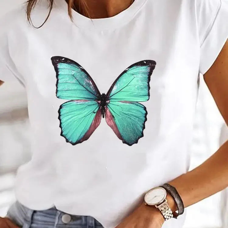 Dames T-Shirt met Hartjesprint - Casual O-Hals Korte Mouwen Top voor Lente/Zomer 4