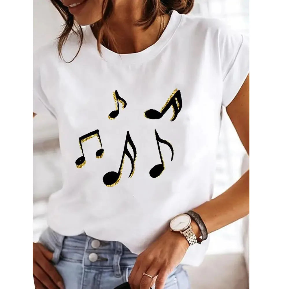 Dames T-Shirt met Hartjesprint - Casual O-Hals Korte Mouwen Top voor Lente/Zomer 5