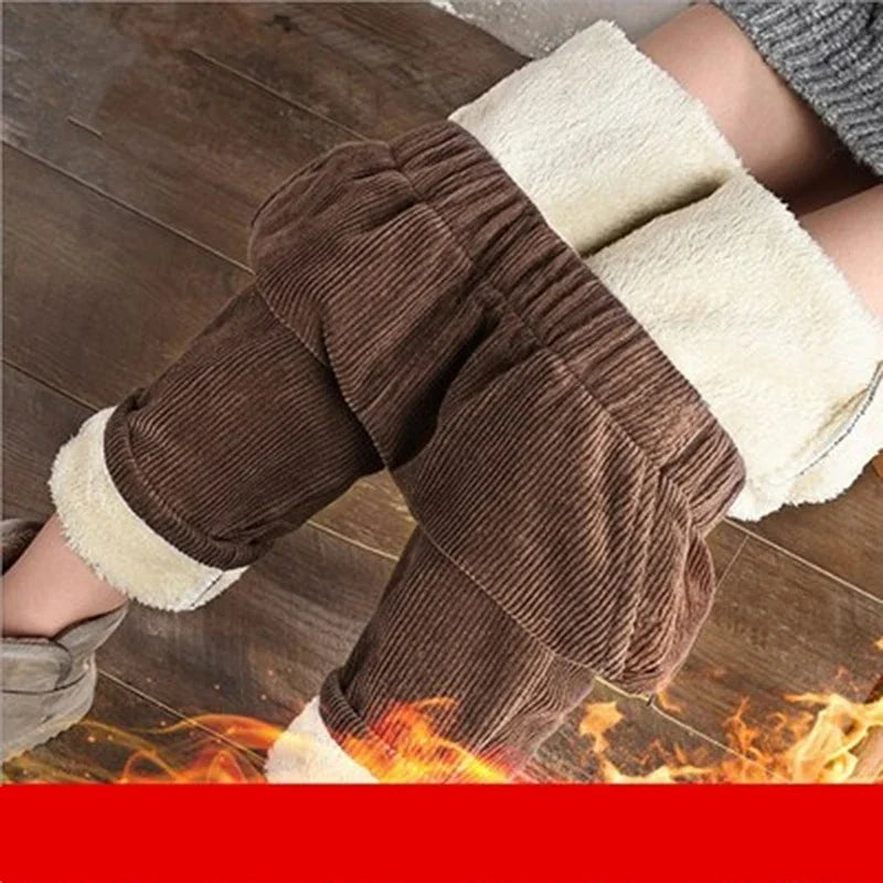 Dikke Casual Corduroy Broeken Dames – Hoge Taille Harem Pantalon voor Herfst en Winter 1
