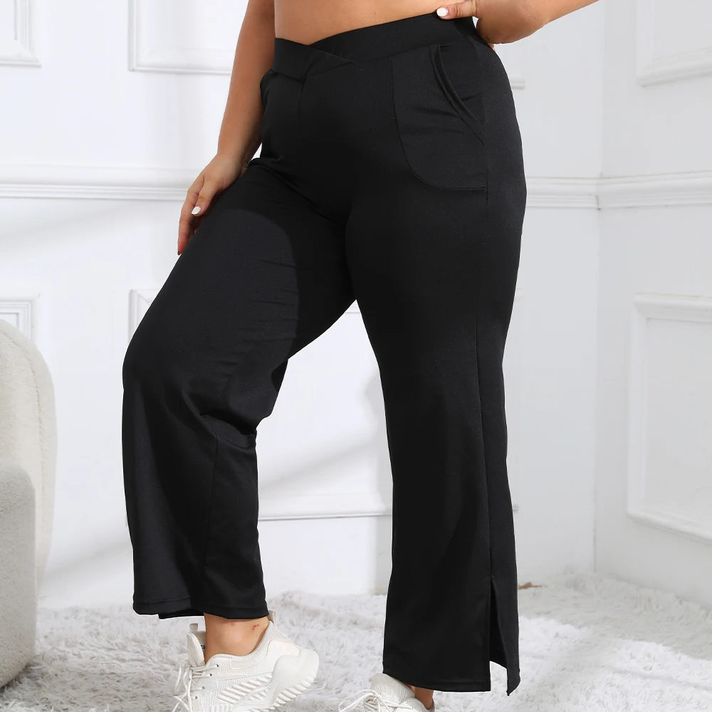 ComfortFlow Wide - Hoge Taille Wijde Broek Dames | Met Zakken | Casual | Maat S-XL