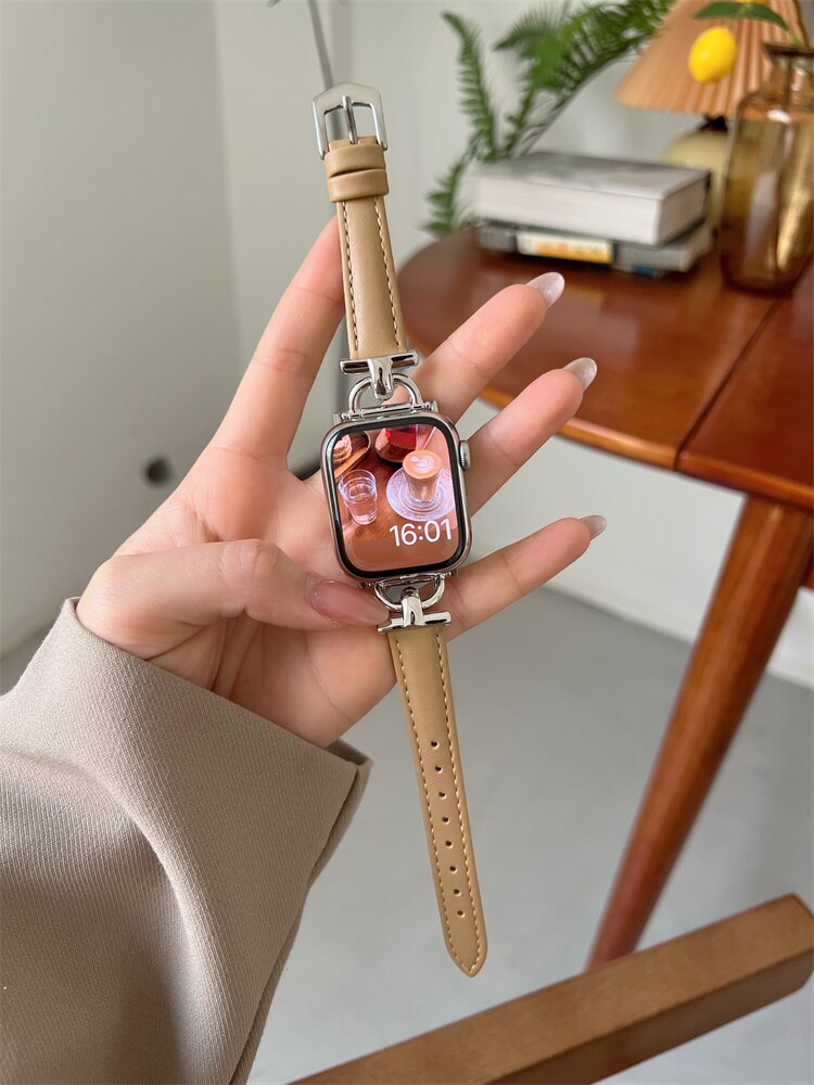Slanke Leren Apple Watch-band