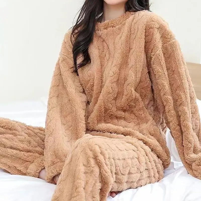 Dames Casual Fluweel Pyjamaset