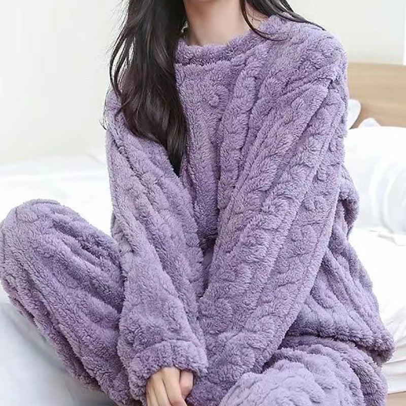 Dames Casual Fluweel Pyjamaset
