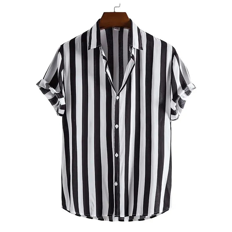 Variant image for Gestreept Herenhemd met Korte Mouwen – Casual Shirt in Groot Formaat van Zachte Rekbare Stof-8