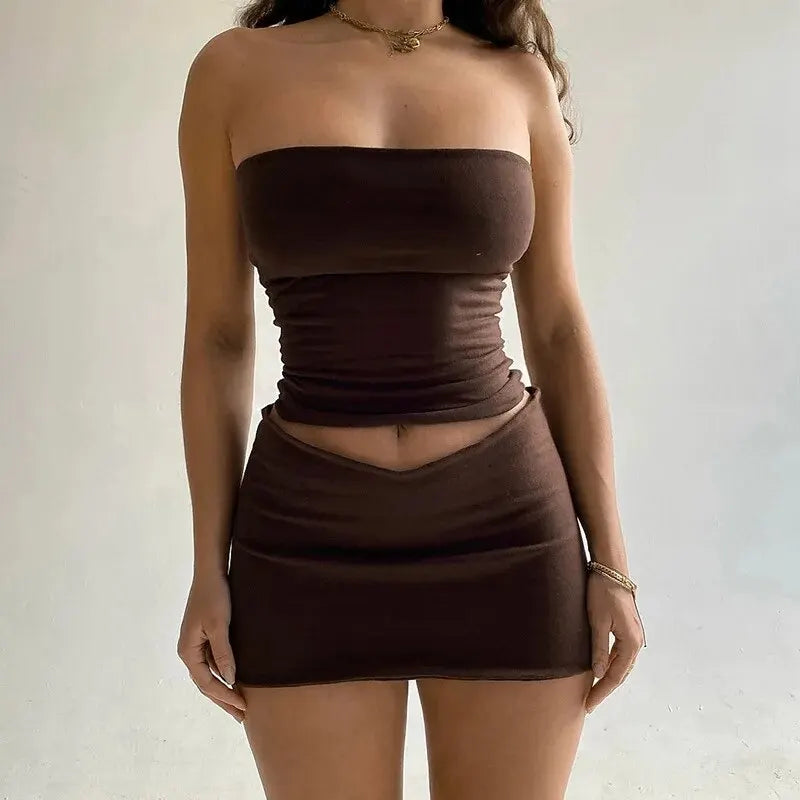 SummerGlow Tweedelige Set - Tube Top & Mini Rok Dames | Feestjes & Zomer | S-L