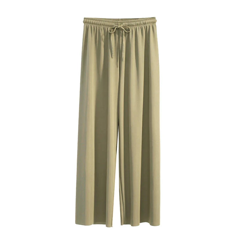 Wijde Broek Dames met Elastische Taille - Ankel-Lange Wijde Pijpen voor Casual Zomerlook 10