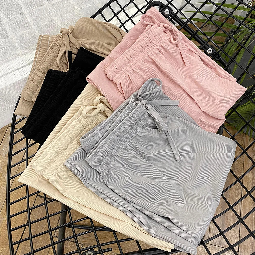 Wijde Broek Dames met Elastische Taille - Ankel-Lange Wijde Pijpen voor Casual Zomerlook 4