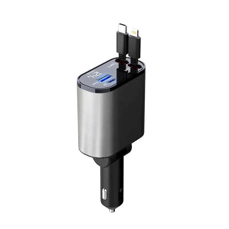 4-in-1 Uitschuifbare Auto Oplader - Razendsnel opladen onderwerg!