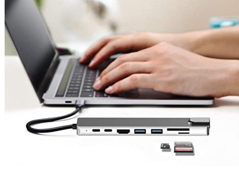 8-in-1 USB C-Hub Multipoort-Adapter