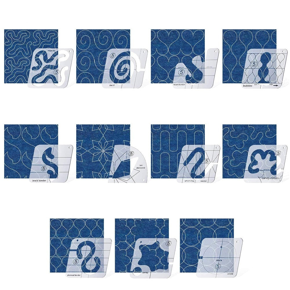 Free-Motion Quilting Sjabloon Liniaal set (11stks)