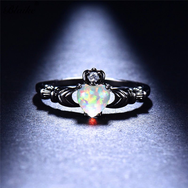 Opal heart ring