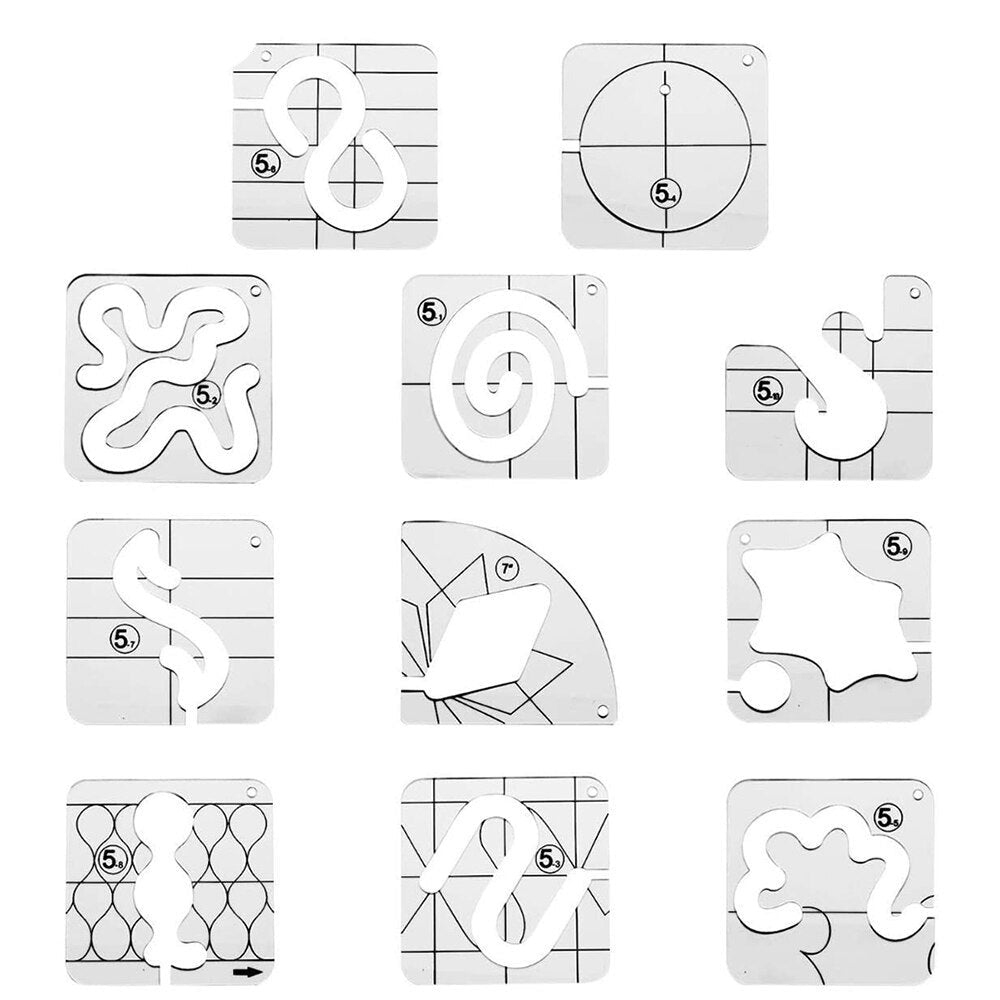 Free-Motion Quilting Sjabloon Liniaal set (11stks)