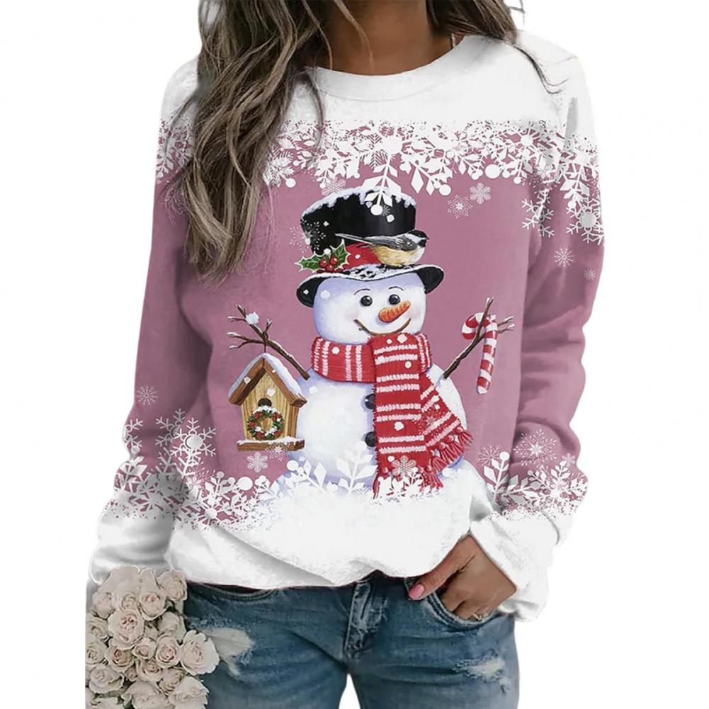 Vrouwen Sneeuwpop Kerstmis Lange Mouwen Tops