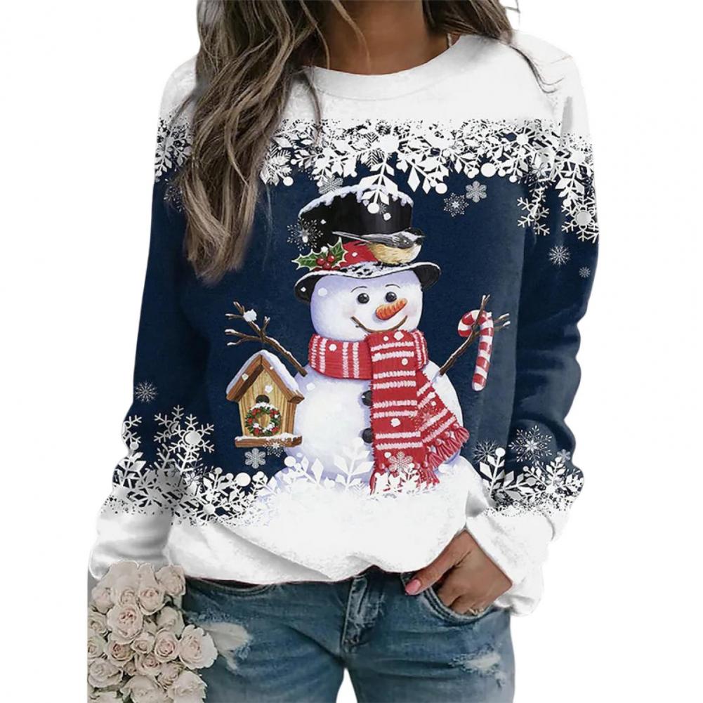 Vrouwen Sneeuwpop Kerstmis Lange Mouwen Tops