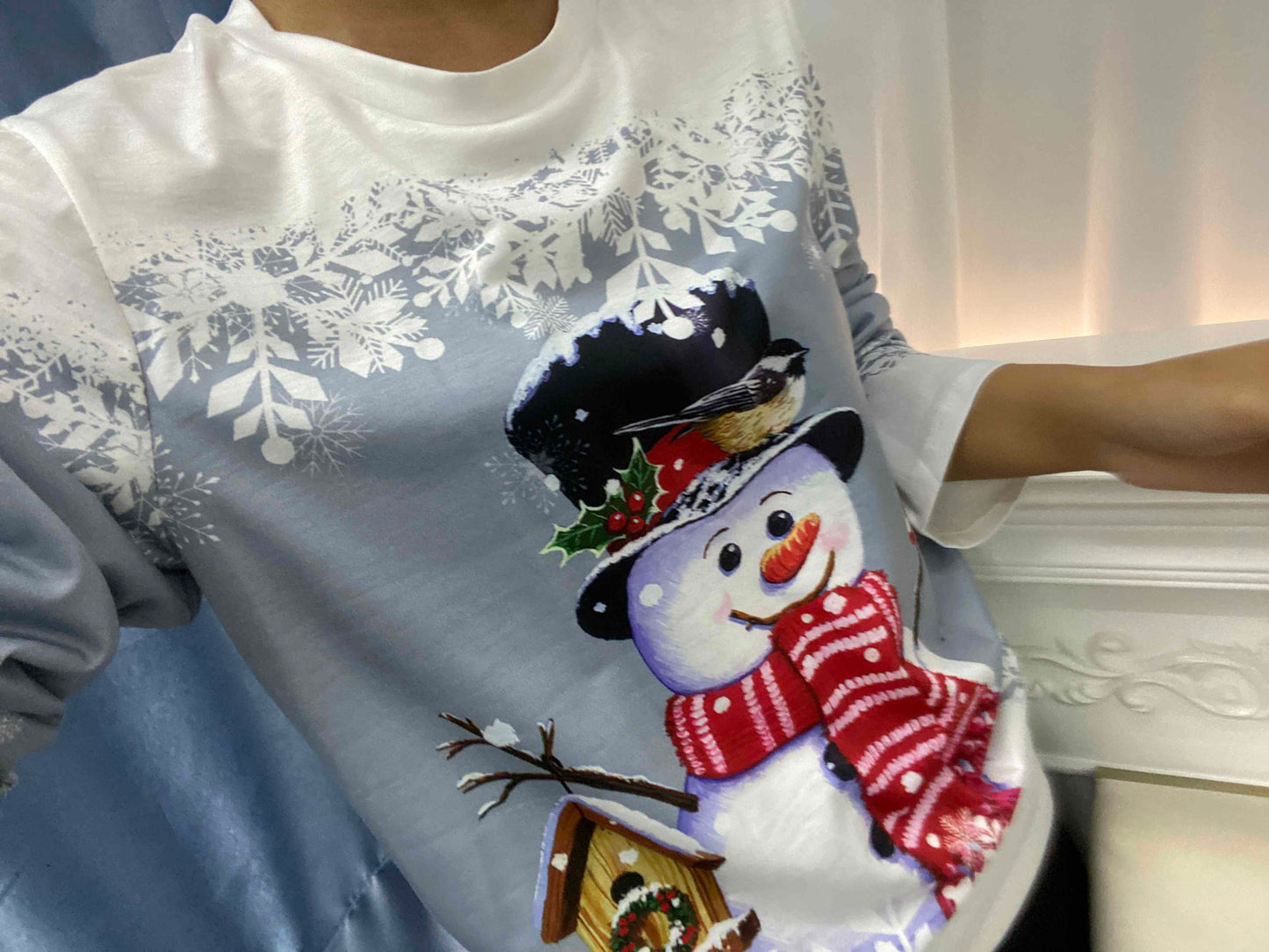 Vrouwen Sneeuwpop Kerstmis Lange Mouwen Tops