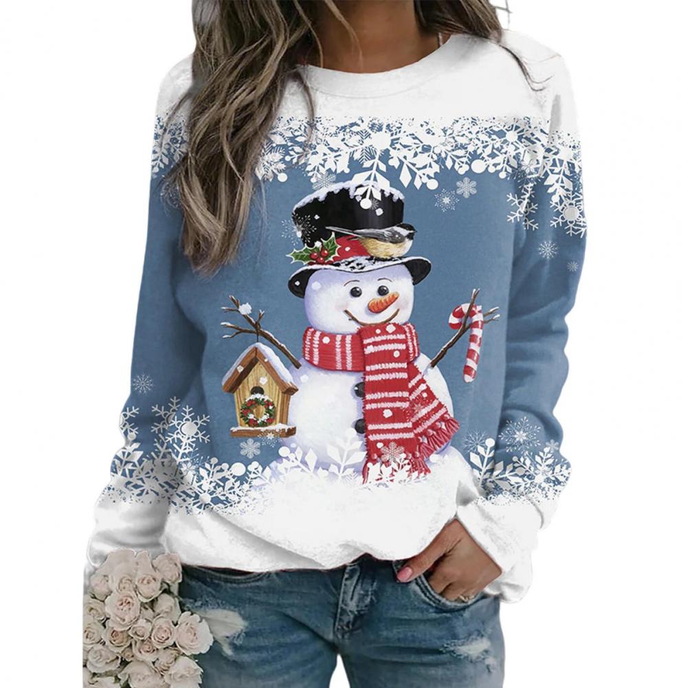 Vrouwen Sneeuwpop Kerstmis Lange Mouwen Tops