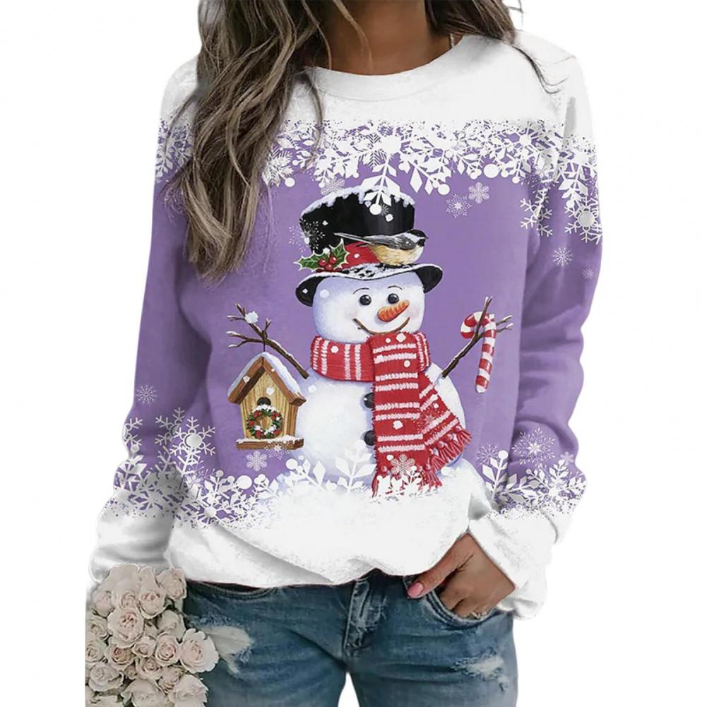 Vrouwen Sneeuwpop Kerstmis Lange Mouwen Tops