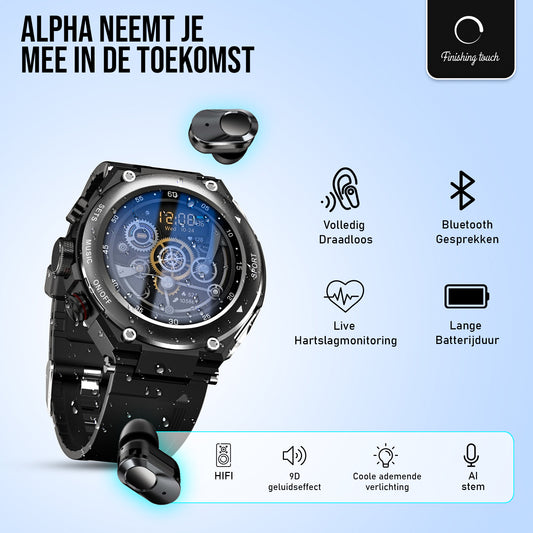 Alpha - Complete smartwatch met draadloze oordoppen