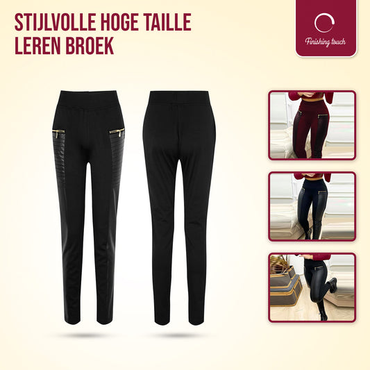 Stijlvolle Hoge Taille Leren Broek