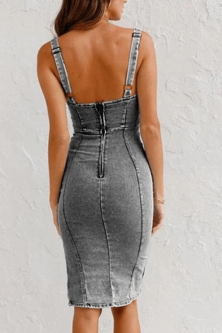 Mouwloze Bodycon Denim Jurk