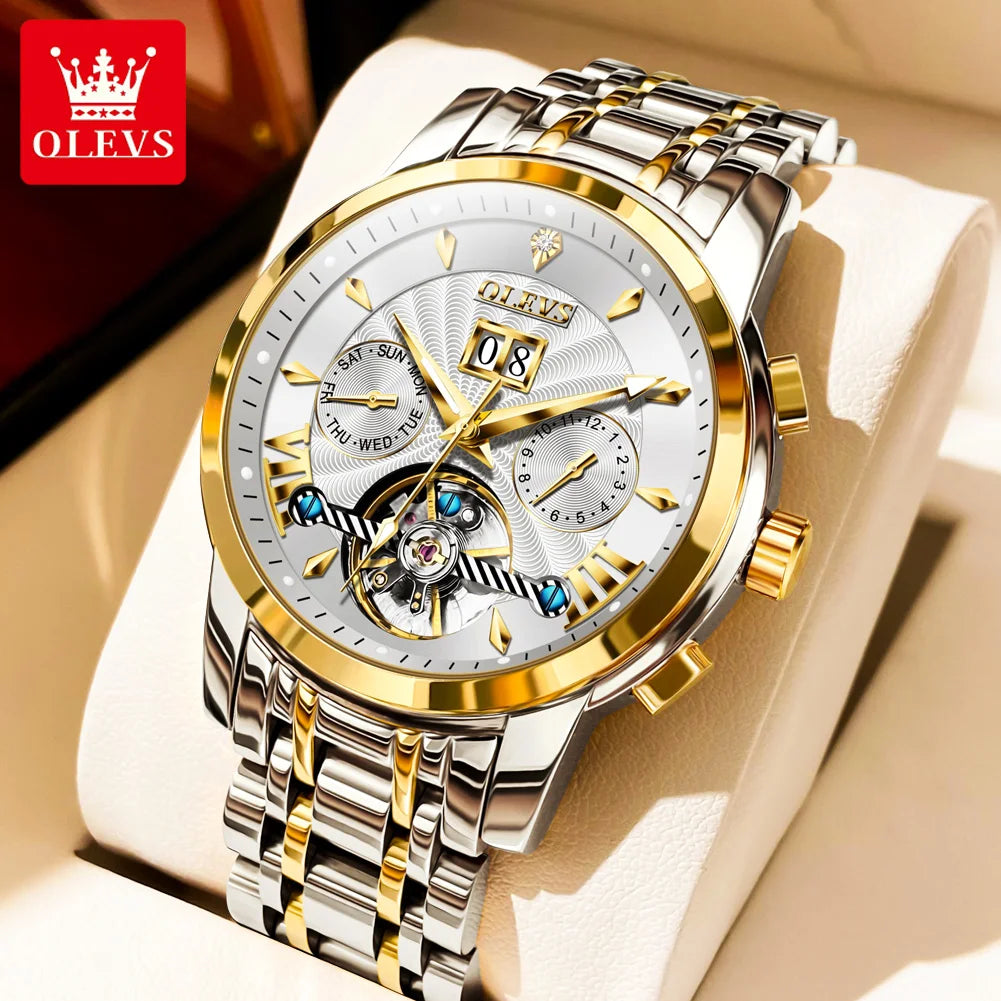 Automatische Mechanische Herenhorloge met Luminous Functie en Waterdicht Ontwerp - Elegant Staal Design 1
