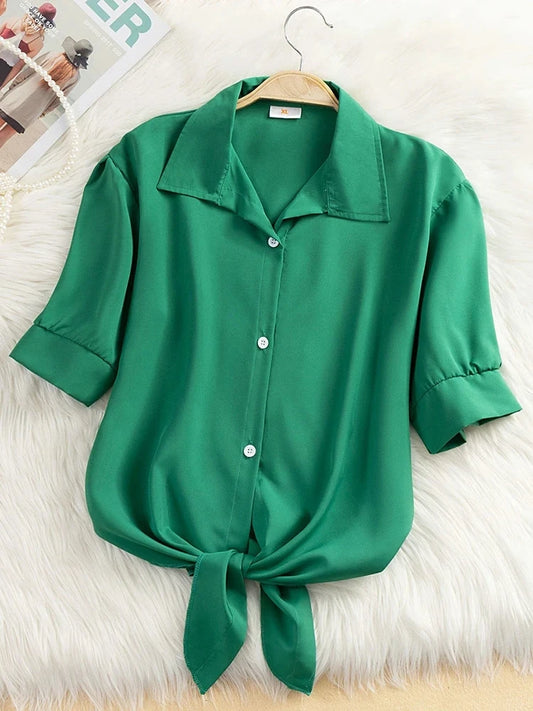 Dames Blouse van Lichtgewicht Chiffon met Korte Mouwen – Casual Zomer Top voor Comfort en Stijl 0