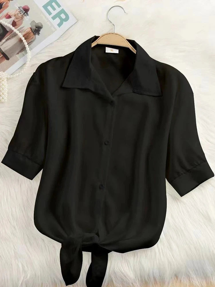 Dames Blouse van Lichtgewicht Chiffon met Korte Mouwen – Casual Zomer Top voor Comfort en Stijl 1