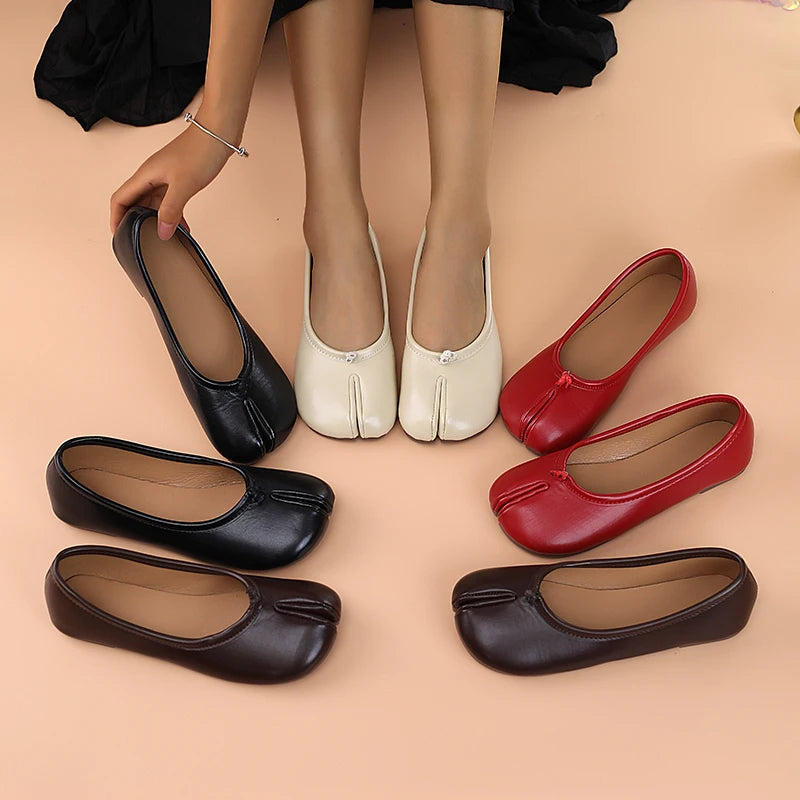 Dames Loafers van Leer met Tussentoe Separator – Comfortabele en Ademende Zwarte Loafers Dames 0