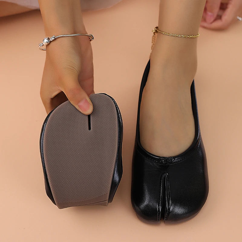 Dames Loafers van Leer met Tussentoe Separator – Comfortabele en Ademende Zwarte Loafers Dames 3