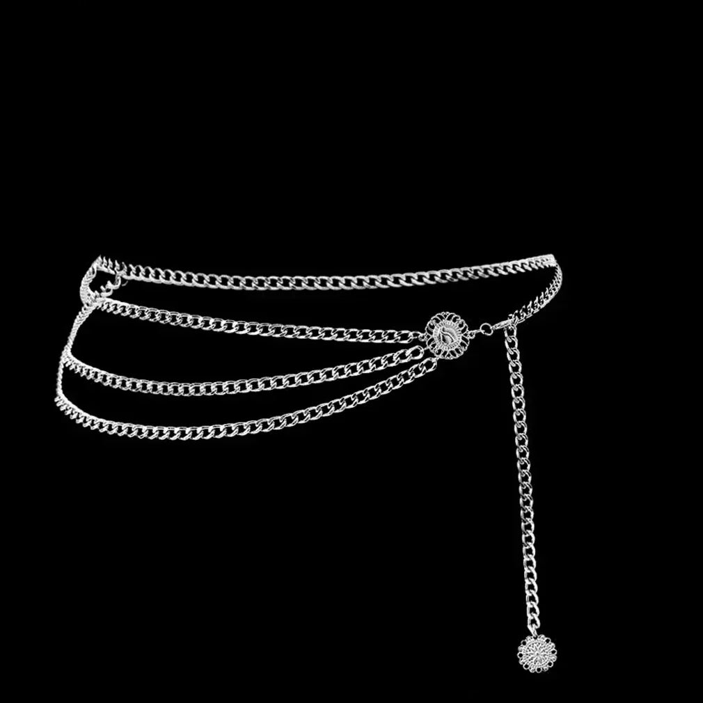 Dames Riem met Hoge Taille en Metalen Ketting, Glamoureuze Franje en Kristallen Accenten 8