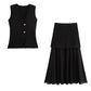 Dames Rokset met V-Hals en Hoge Taille – Gebreid Slim Fit Mouwloos Vest en Lange Rok 14