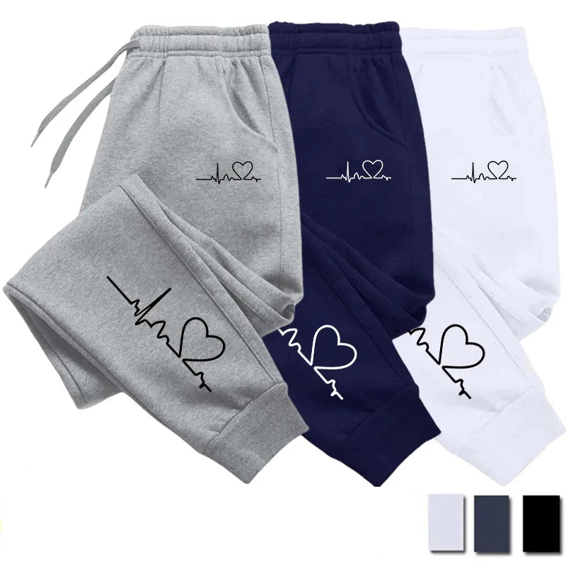 Dames Sweatpants met Hartprint voor Fitness en Casual Gebruik – Comfortabele Baggy Joggingbroek voor Dames 0