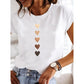 Dames T-Shirt met Hartjesprint - Casual O-Hals Korte Mouwen Top voor Lente/Zomer 3