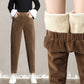 Dikke Casual Corduroy Broeken Dames – Hoge Taille Harem Pantalon voor Herfst en Winter 0