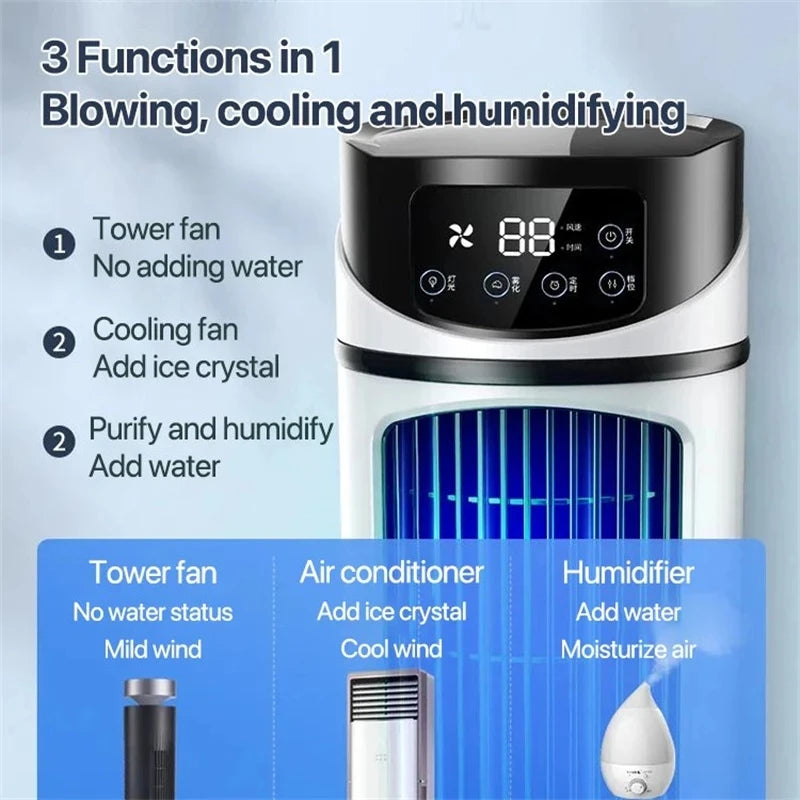 CoolBreeze Pro 3-in-1 Draagbare Luchtkoeler| Waterkoeling & Stoffilter | Thuis & Kantoor