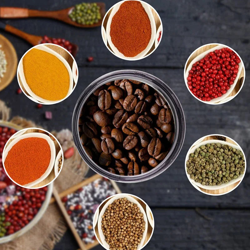 Draagbare RVS Koffiemolen Elektrisch voor Koffiebonen en Specerijen – Compacte Bonenmaler met Hoge Vermogen 3