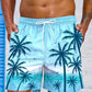 Heren Zwemshort met 3D Palmprint – Ademend en Comfortabel voor Zomeractiviteiten, Losse Pasvorm, Ideaal voor Strand en Zwemmen