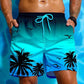 Heren Zwemshort met 3D Palmprint – Ademend en Comfortabel voor Zomeractiviteiten, Losse Pasvorm, Ideaal voor Strand en Zwemmen