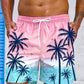 Heren Zwemshort met 3D Palmprint – Ademend en Comfortabel voor Zomeractiviteiten, Losse Pasvorm, Ideaal voor Strand en Zwemmen