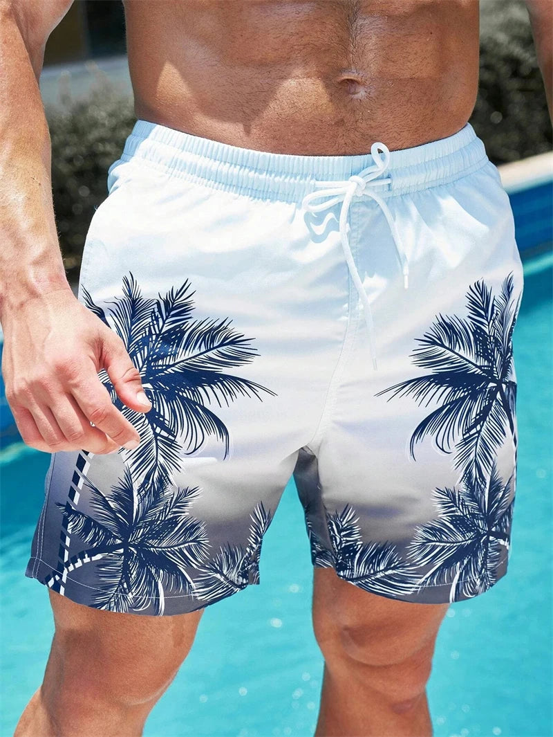 Heren Zwemshort met 3D Palmprint – Ademend en Comfortabel voor Zomeractiviteiten, Losse Pasvorm, Ideaal voor Strand en Zwemmen