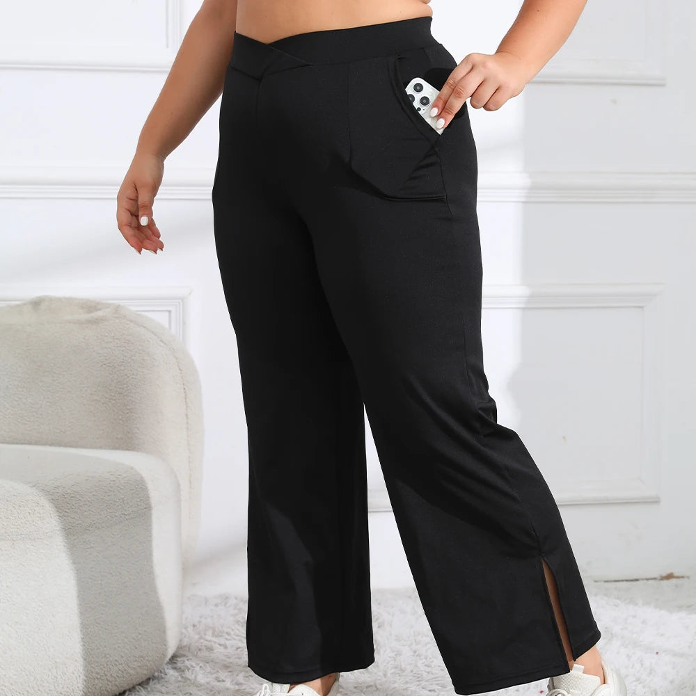 ComfortFlow Wide - Hoge Taille Wijde Broek Dames | Met Zakken | Casual | Maat S-XL