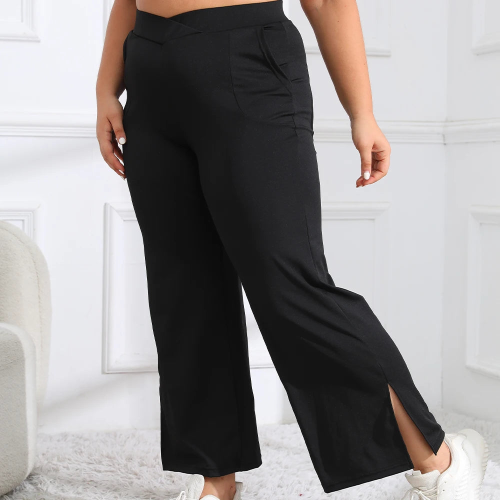 ComfortFlow Wide - Hoge Taille Wijde Broek Dames | Met Zakken | Casual | Maat S-XL
