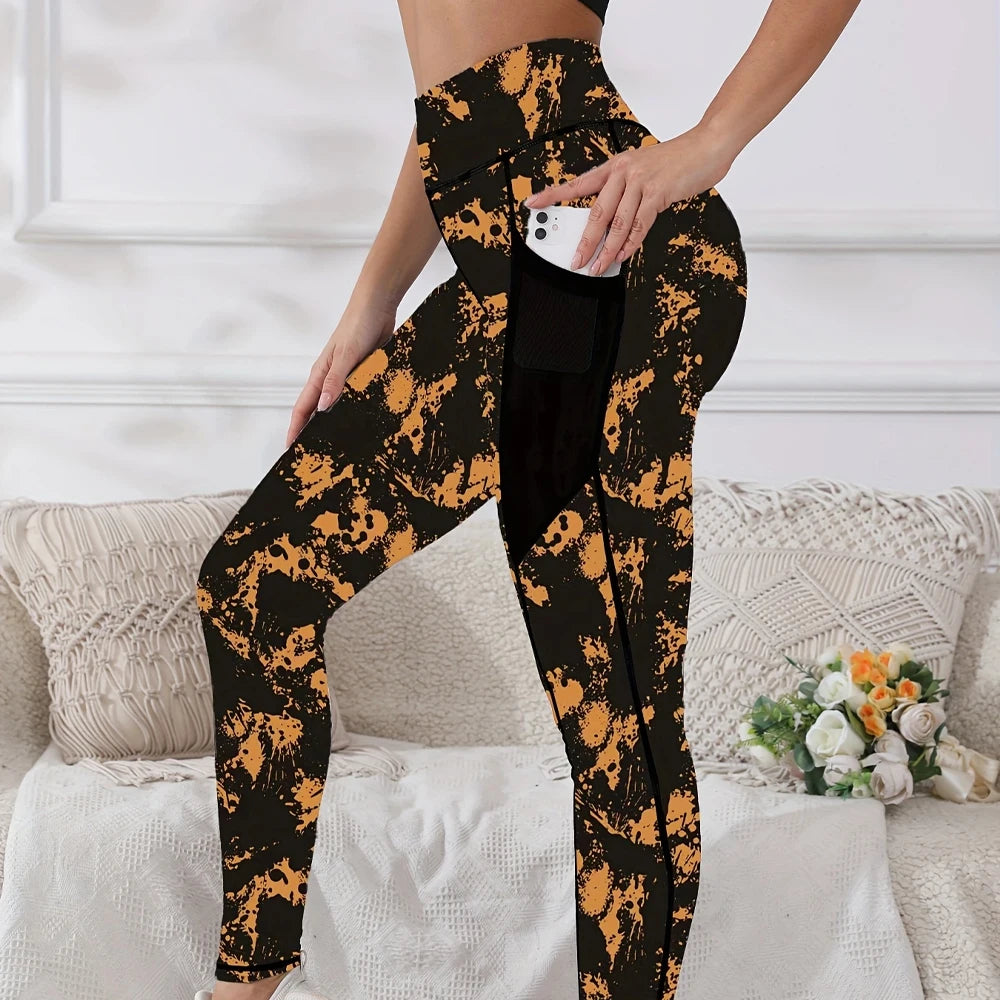 Hoge Taille Yoga Legging Dames Zakken | Tie Dye | Sneldrogend en stretchy