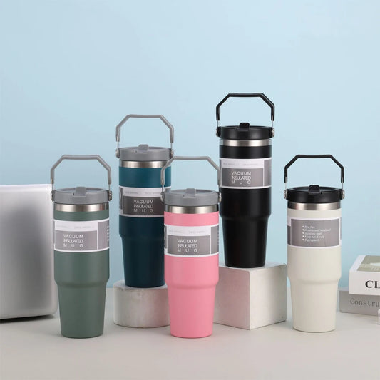 ThermoGrip Pro 1L - RVS Isolerende Mok | Dubbelwandig | Handgreep | Warm & Koud
