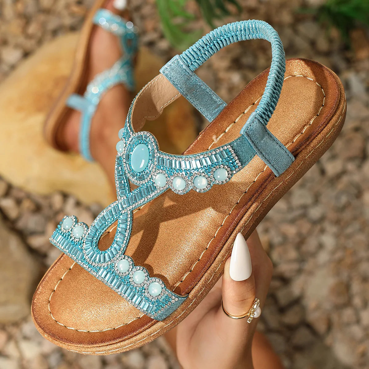 Variant image for Elegante Dames Sandalen met Strass en Glitter – Zwart, Zilver of Goud voor Zomeruitjes-2